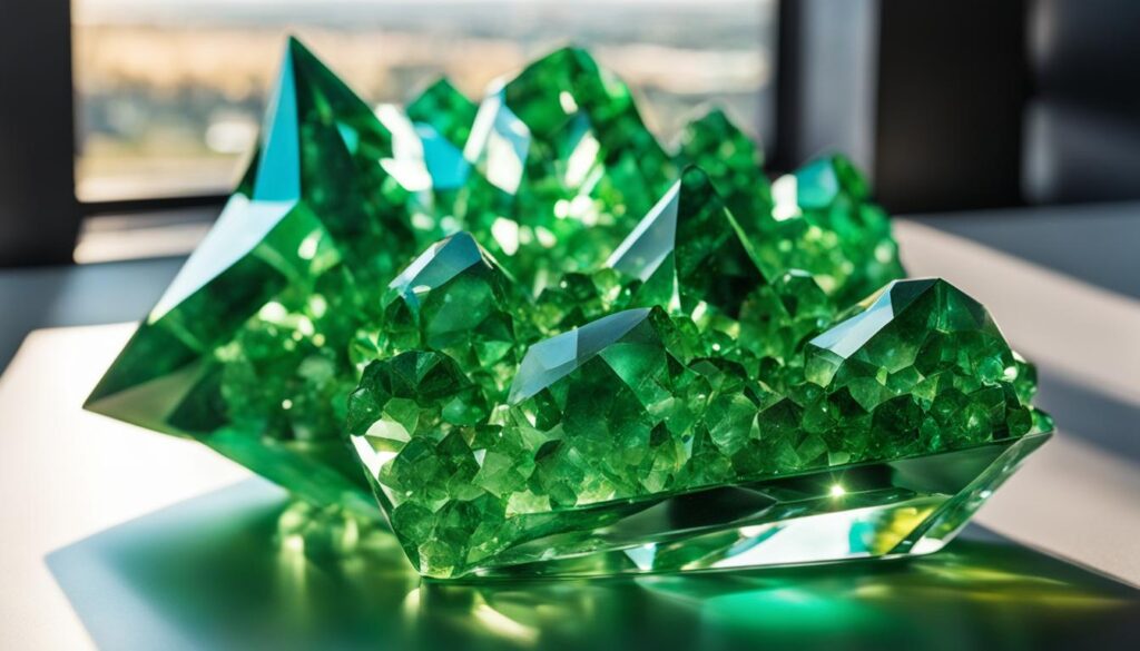 Clear Green Crystals in Home or Office